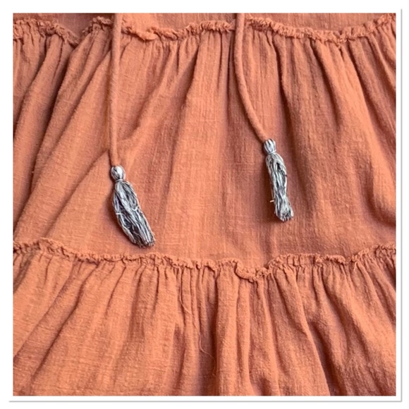 Free People Dreamweaver Embroidered Tunic Peasant Top Orange Brown Size Medium - Picture 4 of 10